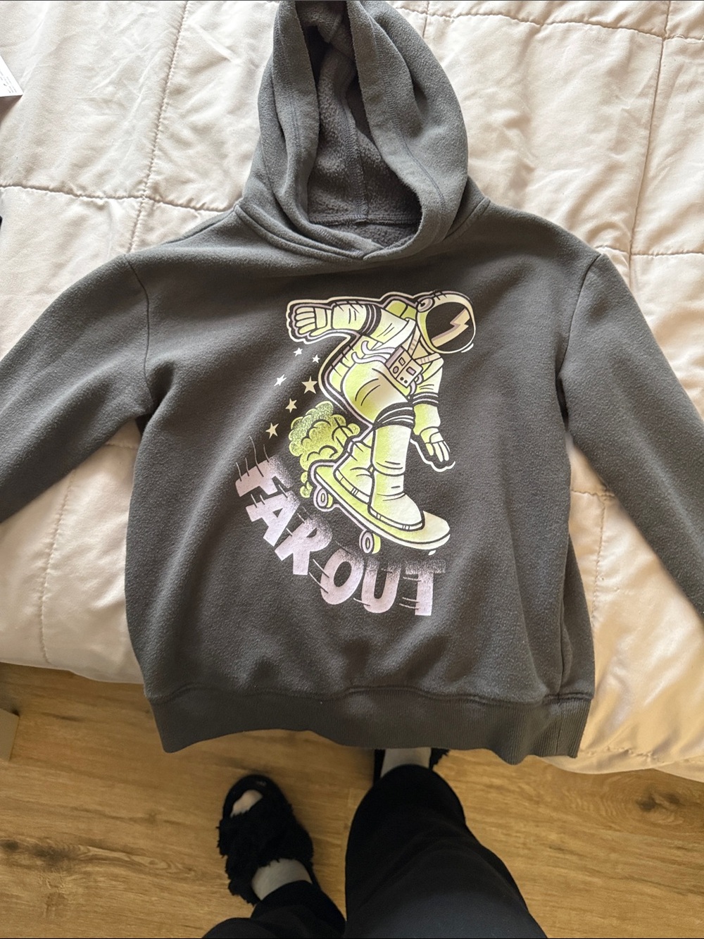 jumping beans Grey Hooded Sweatshirt with Skate Astronaut Graphic
